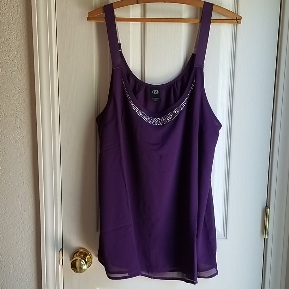 NWOT G & T PURPLE EMBELLISHED CAMISOLE